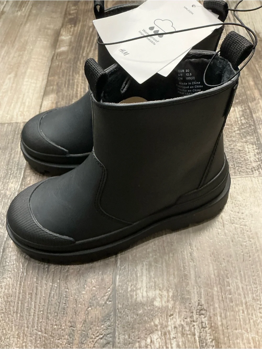 H&M Black Kid’s Chelsea-Style Rain Boots Size 12.5